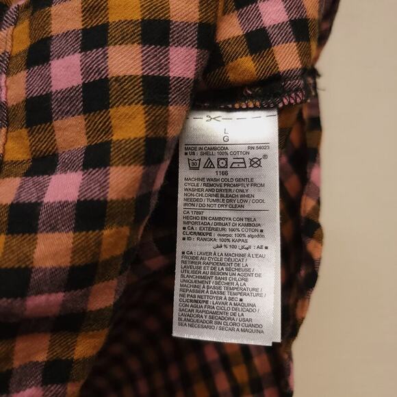 Old Navy Plaid Button Down Size L Shirt Flannel Classic Fall Long Sleeve Used - Picture 7 of 8